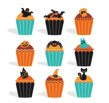 9 exquisite Halloween-kleine Kuchen Vector