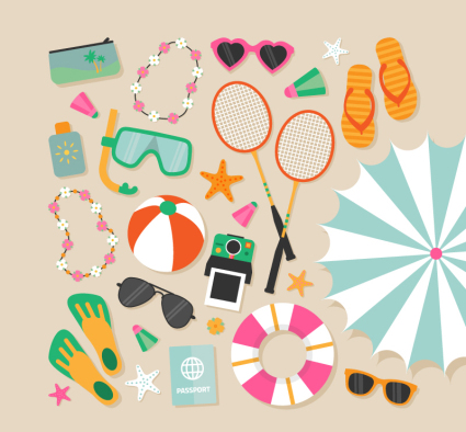 Vielzahl von Sommer Urlaub Strand-Element Vektor-Material