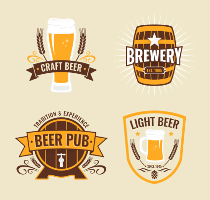 4 Bier Label-Element Vektor-Material