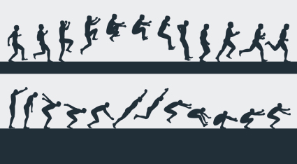 Gruppe 2 Lange kontinuierliche Maßnahmen Silhouette Vektor-Material