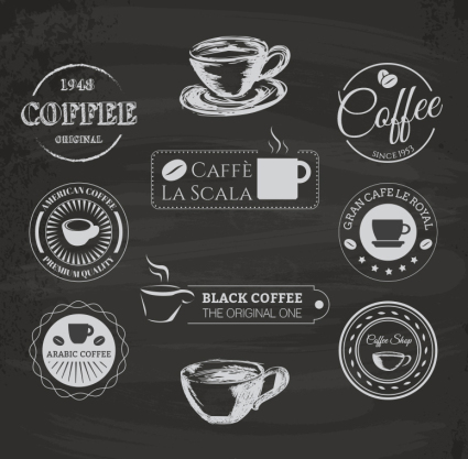 10 Abs Kreide gemalt Kaffee-Label Vektor Material