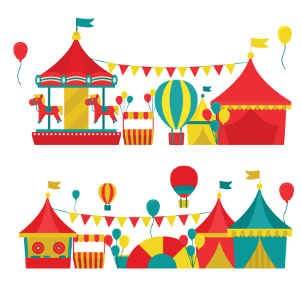 Gruppe 2 Cartoon Vergn¨¹gungspark Design Vektor-Material