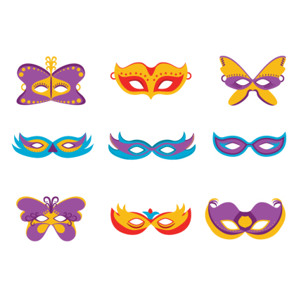 9 Cartoon Masken-Design Vektor-Material