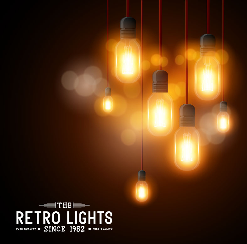 Warm Retro-Hintergrund Vektor Material Gl¨¹hbirne