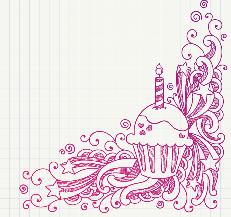 Hand gezeichnete Muster mit kleinen Kuchen Vektor Material