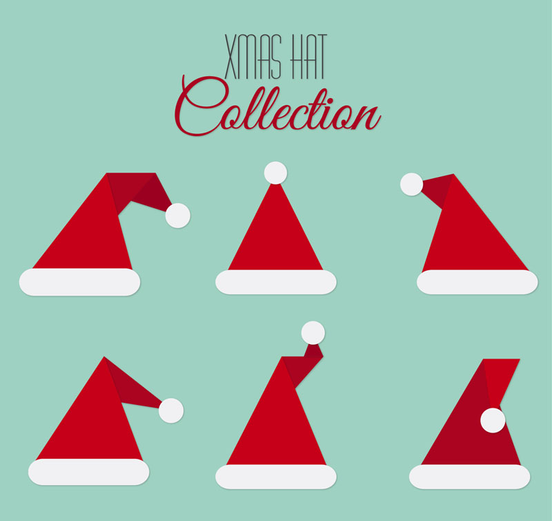 6 roten Weihnachtsm¨štze Design Vektoren