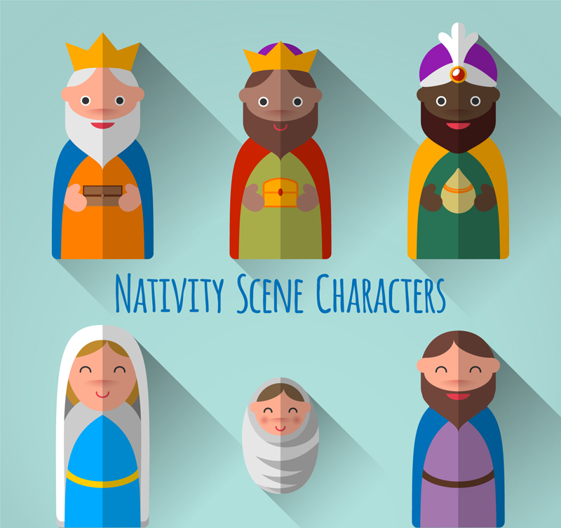 6 Kreative Nativity Rolle der Vektor-Material