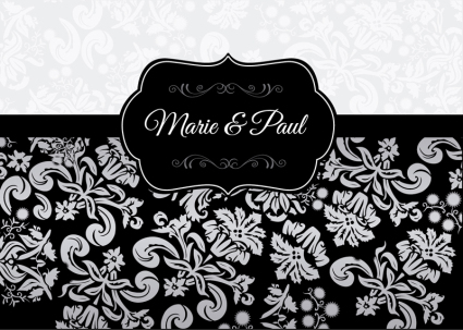 Elegante schwarze Hochzeitseinladungskarte Muster Vektor Material