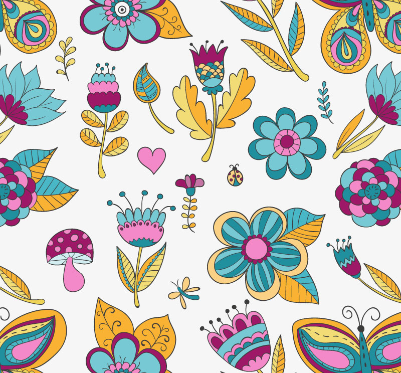 Cartoon abstrakten Blumen nahtlose Hintergrund Vektor-