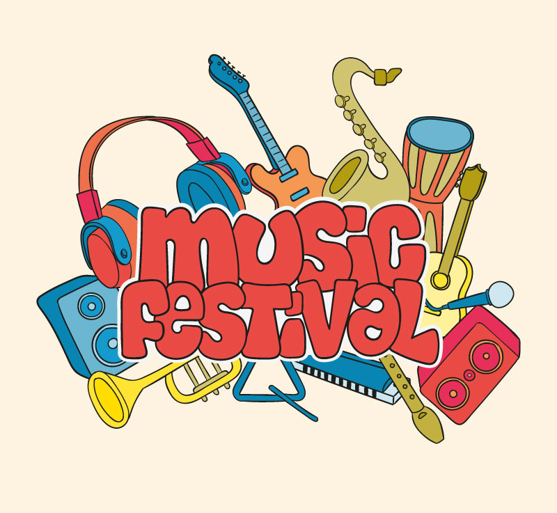 Creative Music Festival WordArt Vektor-Material