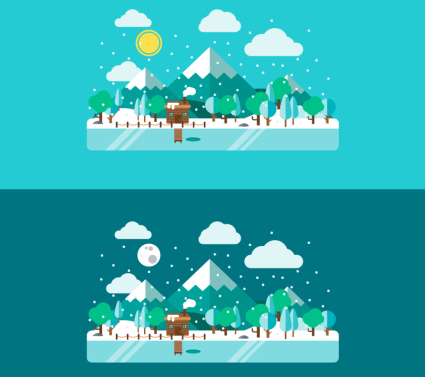 Winter Bergsee Banner Vektor