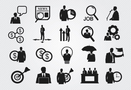 20 der schwarzen Business-Symbol Vektor Material