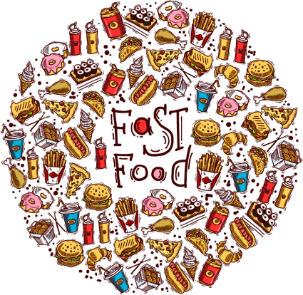 Painted Fast-Food-Vektor-Material