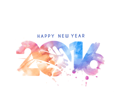 2016 neue Jahr Word Art Vektor Aquarell