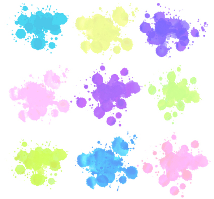9 Tinte Aquarell Vektor-Material