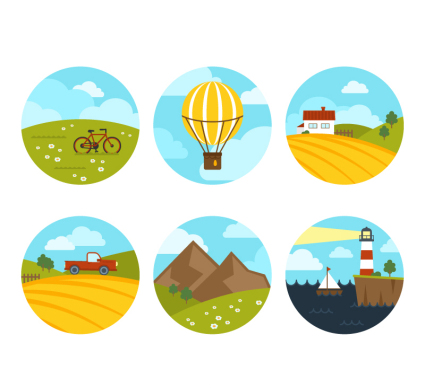 6 kreisförmige Symbol Vektor Material Landschaft