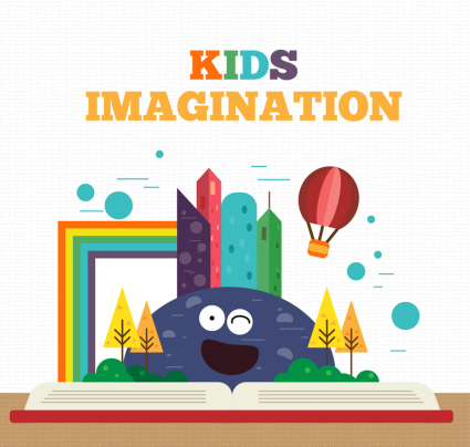Phantasievolle Cartoonkinderbuch-Design Vektor-Material