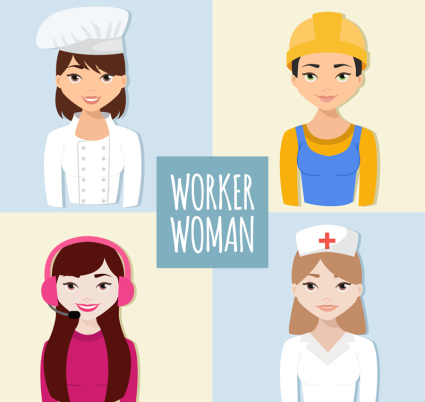 4 Creative Professional Frauen Vektor Material