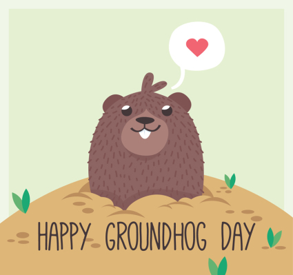 Groundhog Day Grußkarten Vektor Material niedlichen