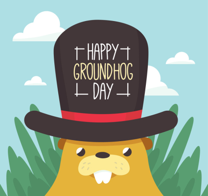 Lustige Groundhog Day Grußkarten Vektor Material