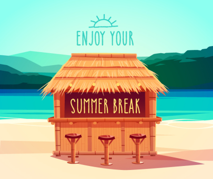 Sommer-Strand auf dem Land Poster Vektor-Material