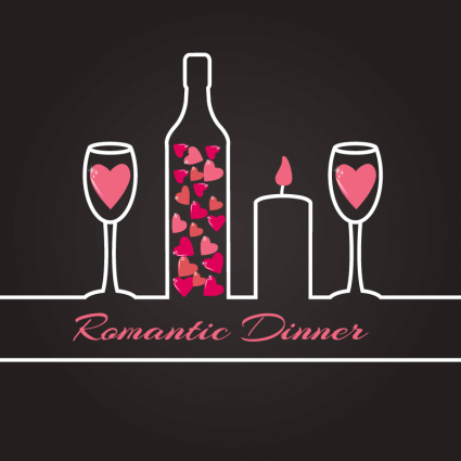 Romantisches Abendessen Illustrator Vektor Material