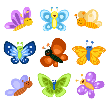 9 Cartoon Schmetterling Vektor Material
