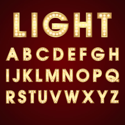 Yellow Neon-Buchstaben des Alphabets Vektor-