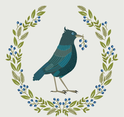 Kreative Titel Beere Vogel Vektor Material