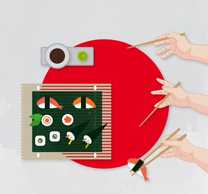 Japanische Essstäbchen und die Verwendung von Vektor-Material