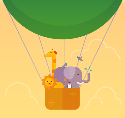 Cartoon Heißluftballon Tiere Vektor-Material