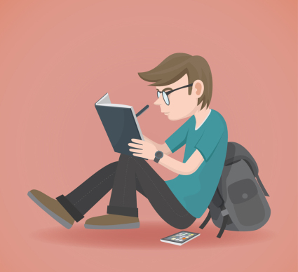 Campus Mann sich Notizen Vektor Material