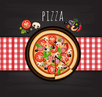 Italien Pizza Draufsicht Vektor-Material