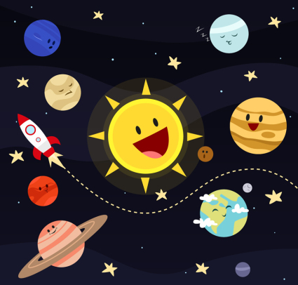 Nette Karikatur Vektor Material Planeten Sonnensystem