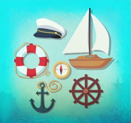 6 nautische kreative Element Vektor Material
