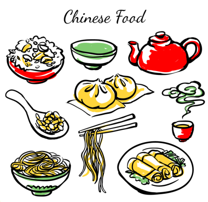 9 gestrichene chinesisches Essen Vektor-Material