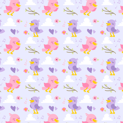 Lila Vögel und Vögel nahtlose Hintergrund rosa Vektor-Material