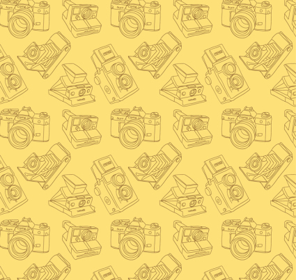 Yellow-gemalten Hintergrund Vektor nahtlose Kamera
