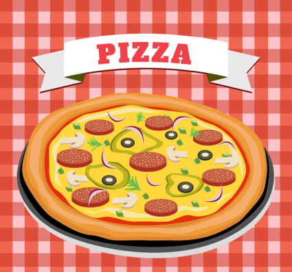 Leckere Wurst Pizza Design-Vektor-Material