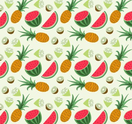 Tropische Frchte Ananas und Wassermelone nahtlose Hintergrund Vektor-Material
