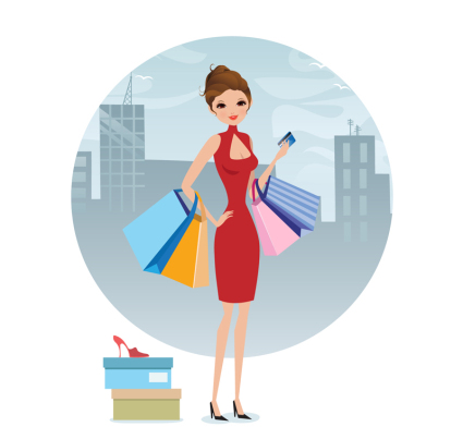 Sommer-Mode-Shopping-Mädchen Vektor-Material