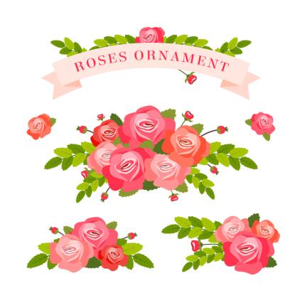 3 schönen Strauß Rosen und Band Vektor Material