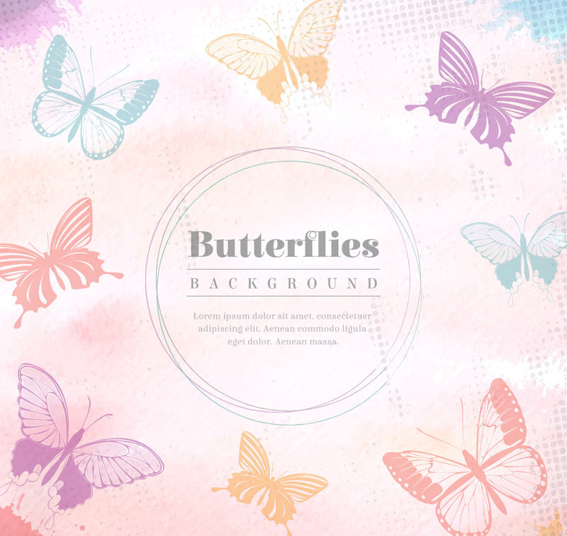 Bunte Aquarell Schmetterling Vektor Hintergrundmaterial