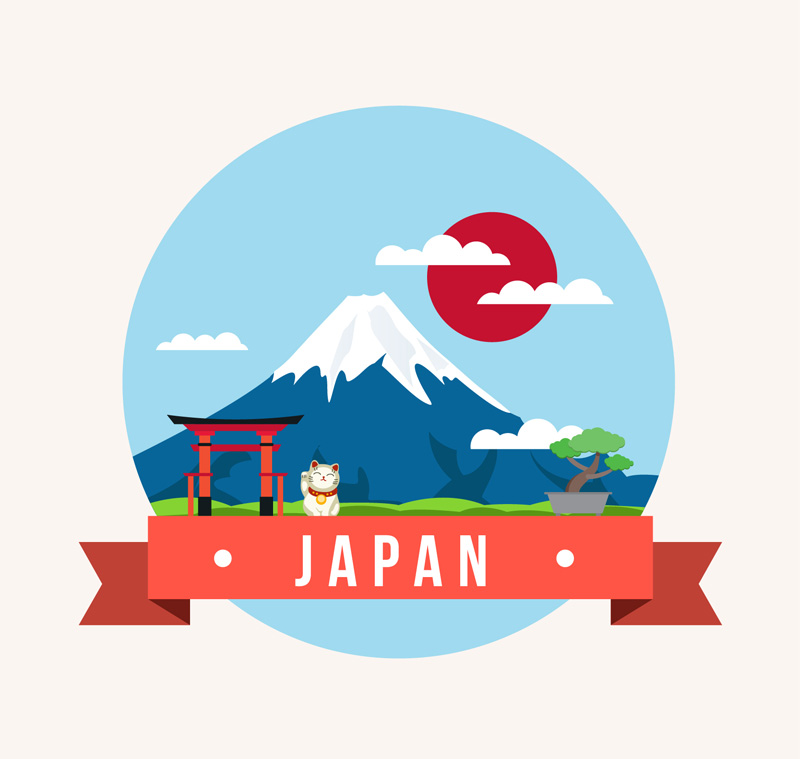 Kreative Japan Berg Fuji Landschaft Illustrator Vektor-Material