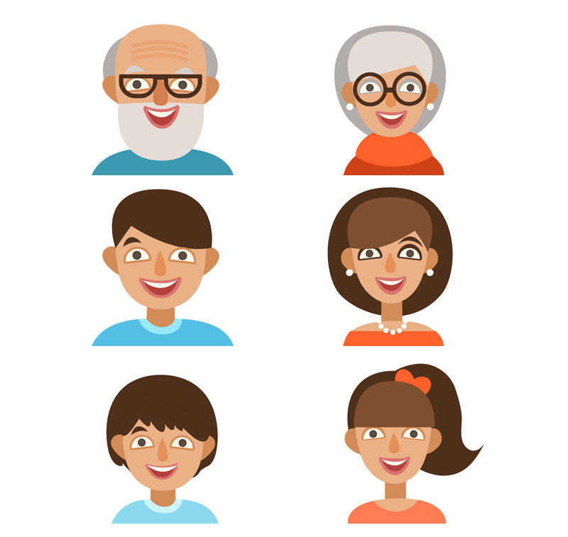 6 Vector Cartoon Familienmitglied Avatar