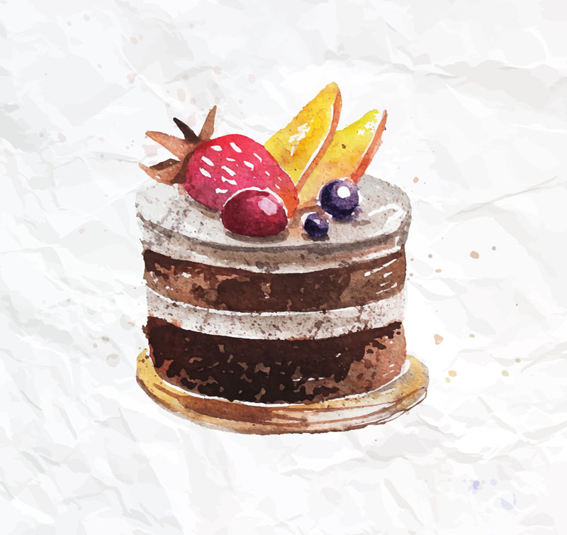 Köstlicher Fruchtschokoladenkuchen Vektor Material