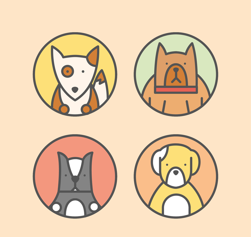 4 Hunde avatar Symbol Vektor-Material