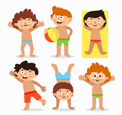 6 niedlich Sommer Kinderbekleidung Badehose Vektor-Material