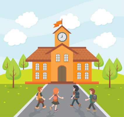 Zur¨ąck in der Schule Cartoon Student Illustrator Vektor-Material