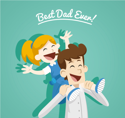 Vater und Tochter Day Cartoon Vater Grußkarte Design Vektor-Material